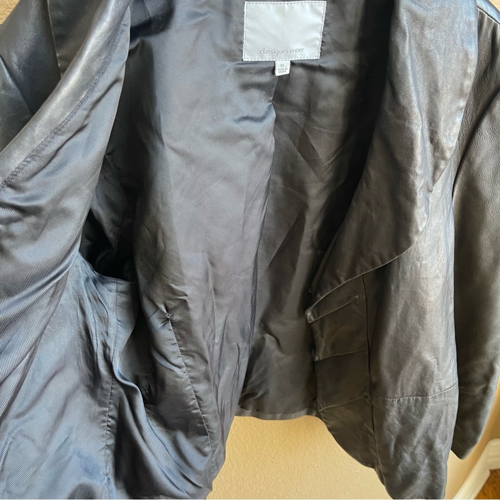 Classiques Entier Genuine Black Leather Jacket Blazer Size XL - Picture 5 of 13